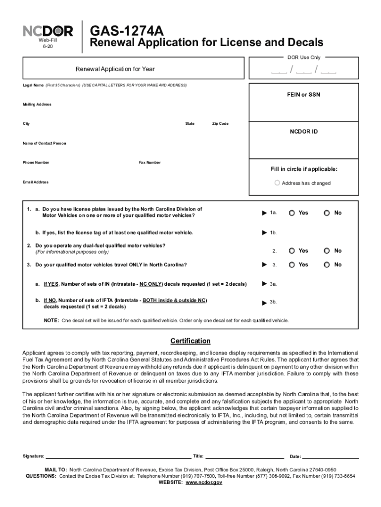  Form Gas 1274a Printable 2020-2024