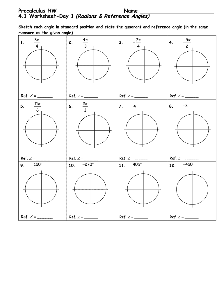 Reference Angle Worksheet  Form