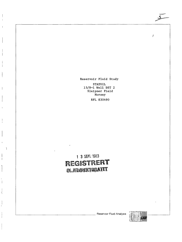 Reservoir Fluid Study STATOIL 158 1 Well DST 2 Factpages  Form