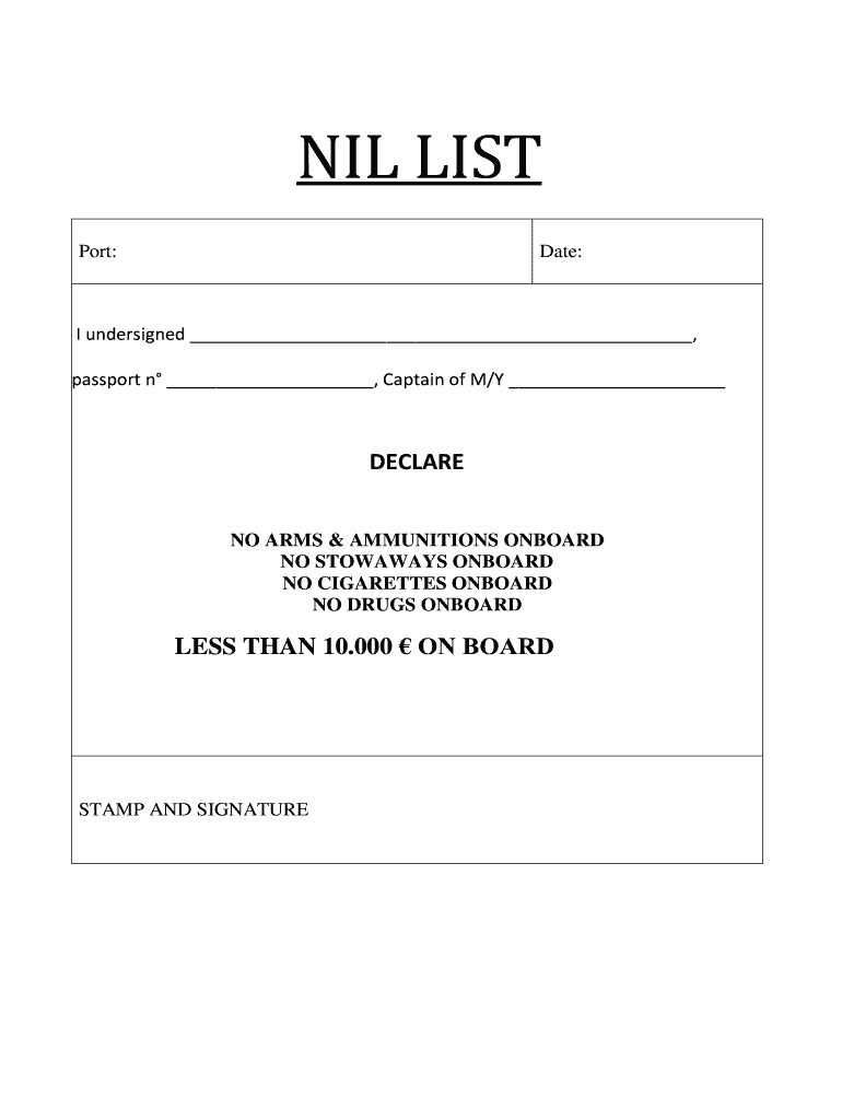 Nil List  Form