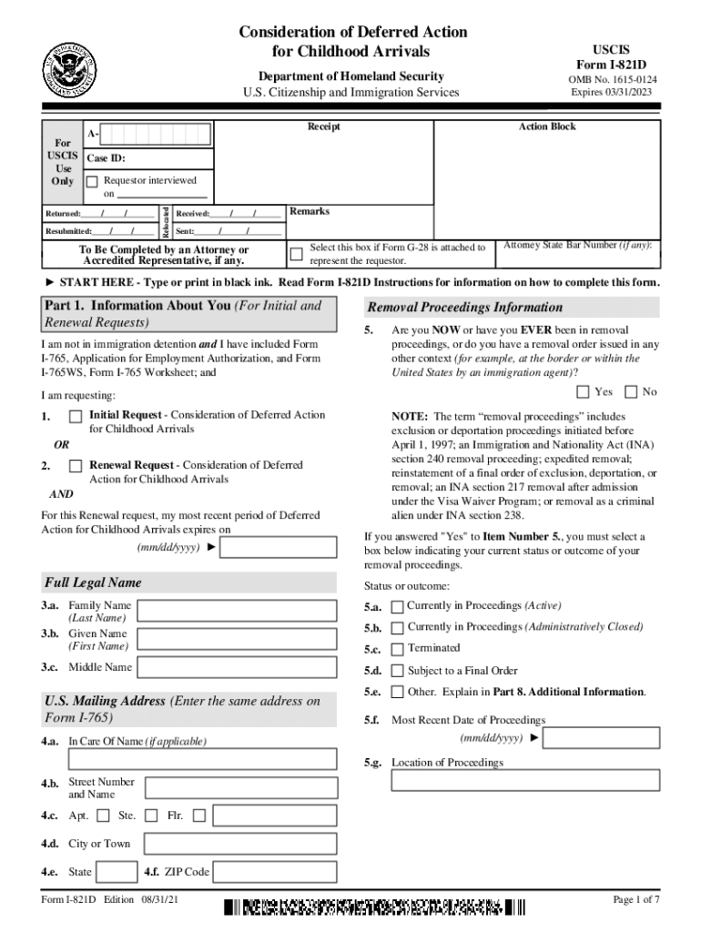 I 821d  Form