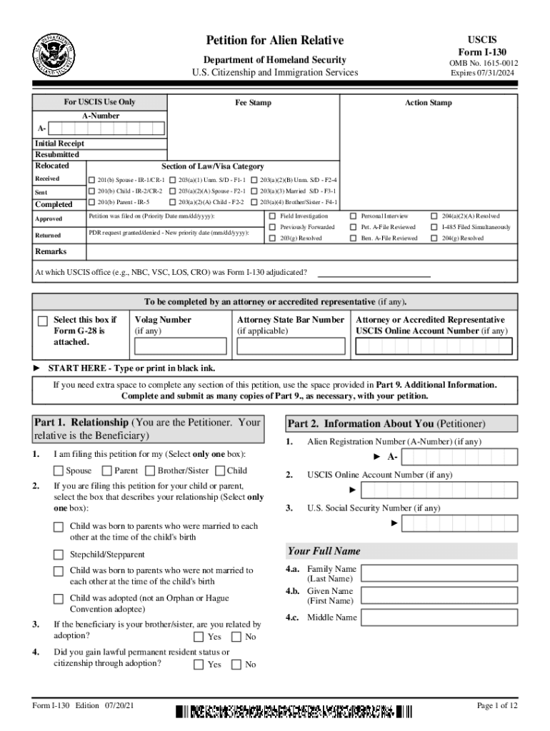 I 130 Application Form