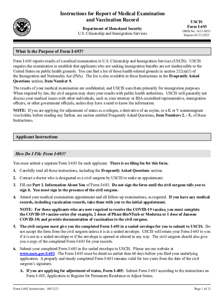 Instructions Examination Form