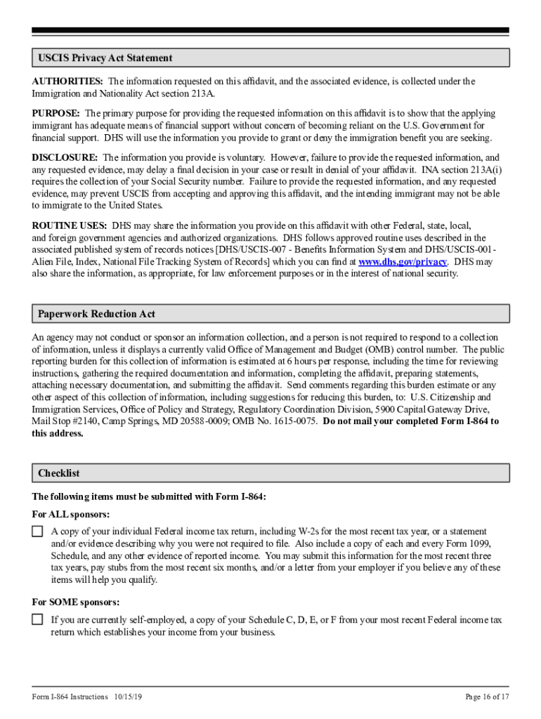 cover letter for form i 864