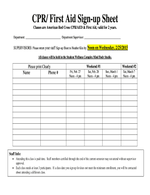 Cpr Sign Up Sheet - Fill Out and Sign Printable PDF Template | signNow