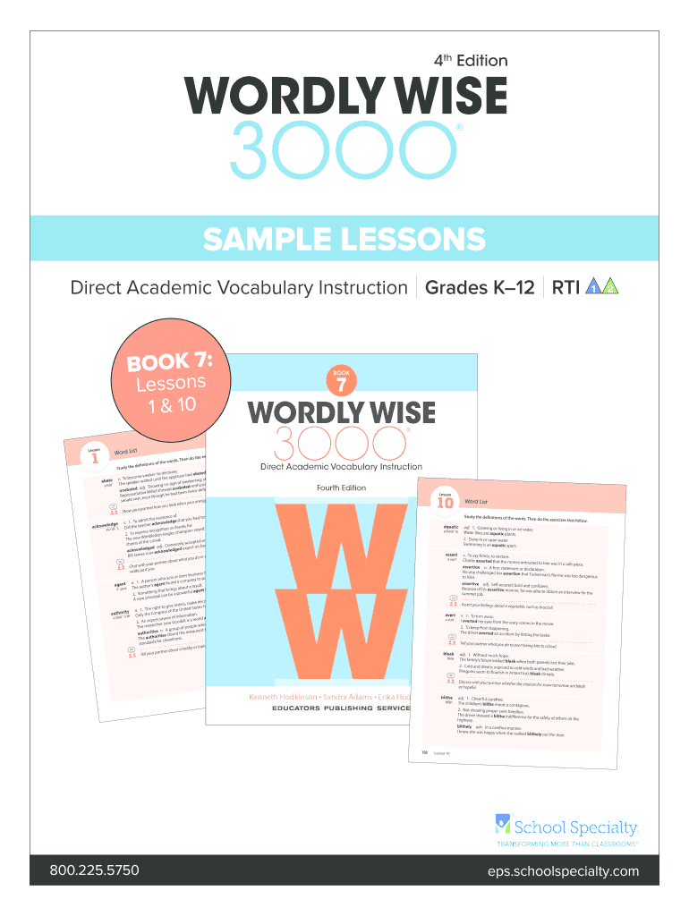 Wordly Wise 3000 Book 7 Fourth Edition PDF  Form