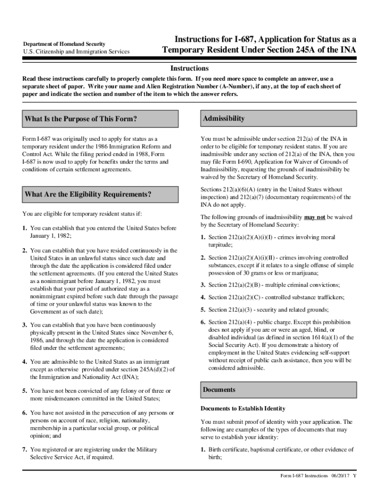 Application for Status as a  Form