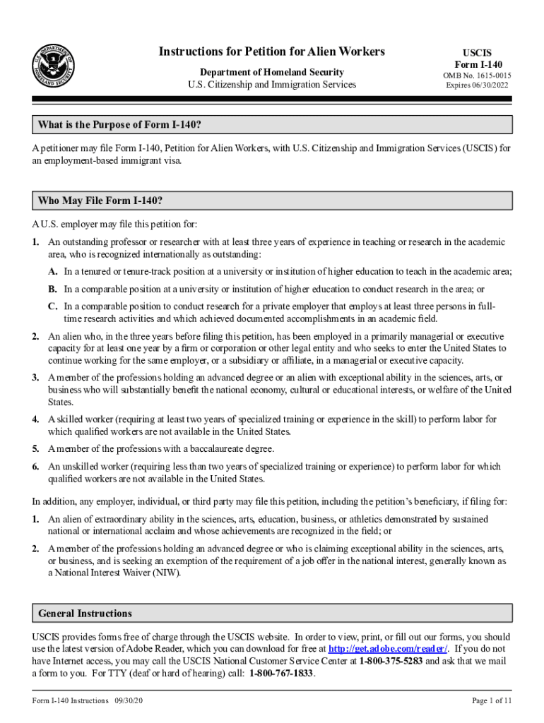 Form I 140 Instructions