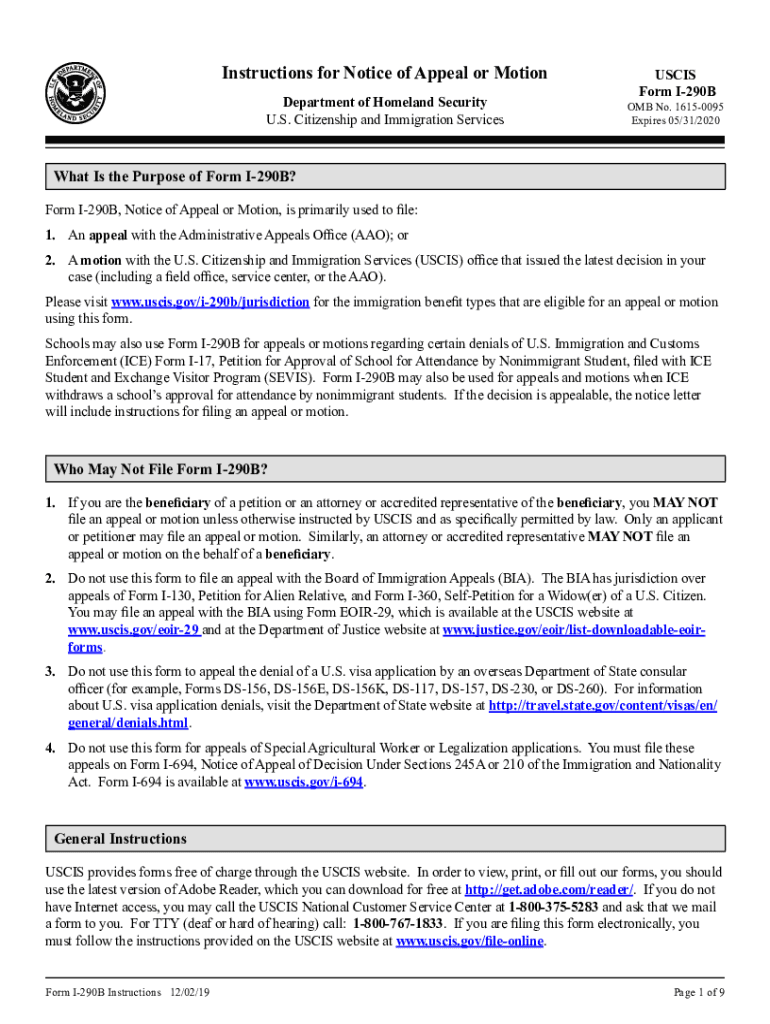 I 290b Instructions Form