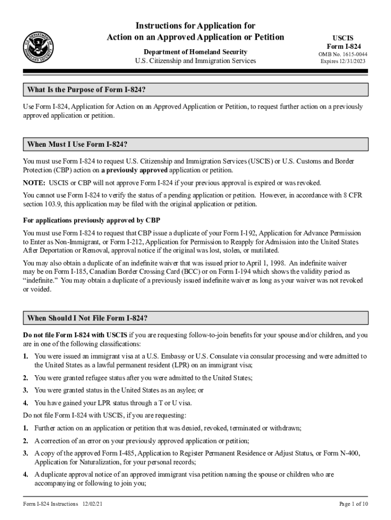 Instructions I 824 Form