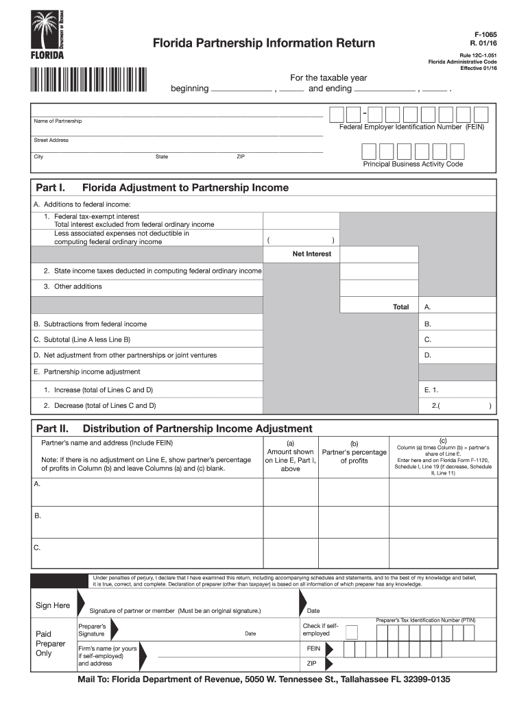  Instructions for Preparing Form F 1065 R 0119 Florida 2019