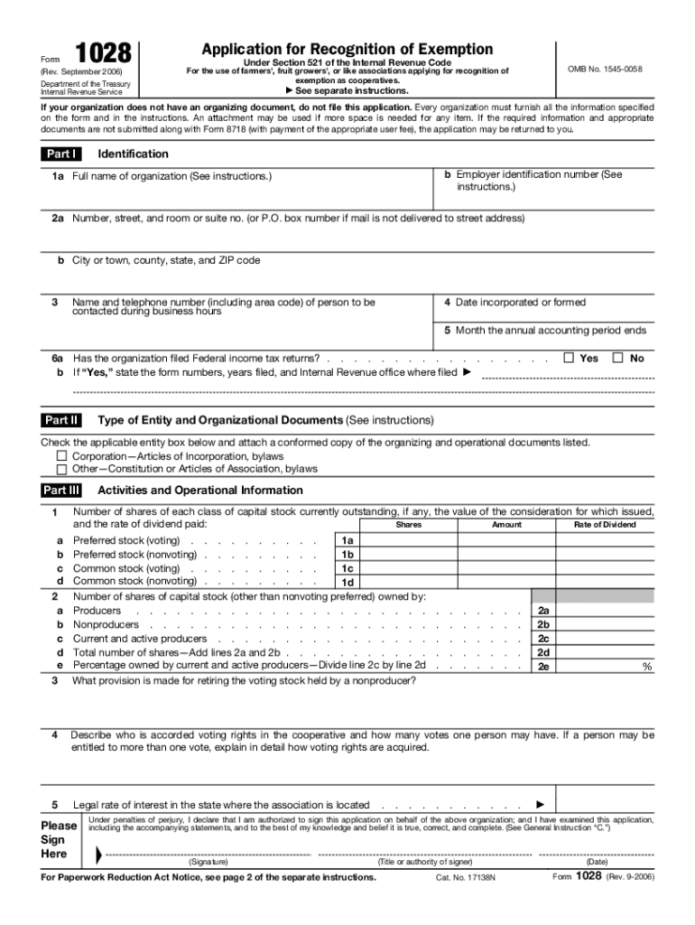  Form 1028 Internal Revenue Service 2006-2024
