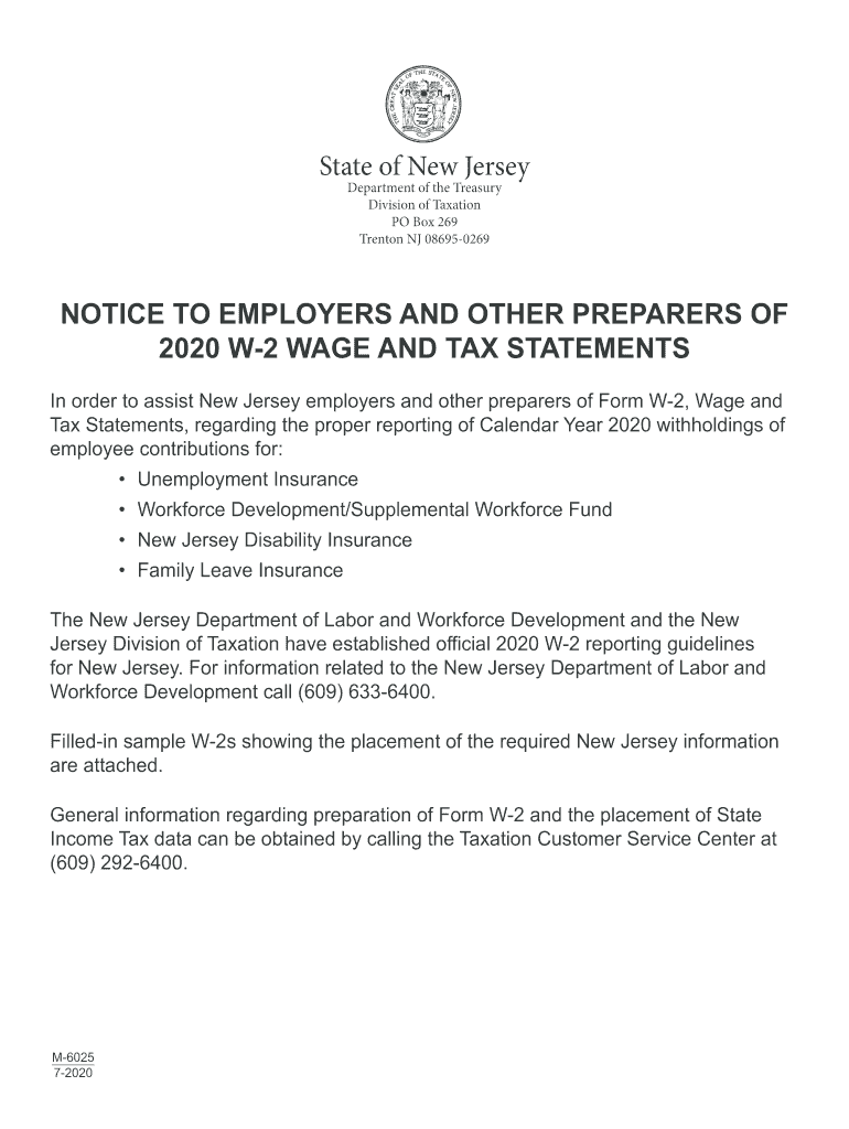  NOTICE to EMPLOYERS and OTHER PREPARERS of 2020