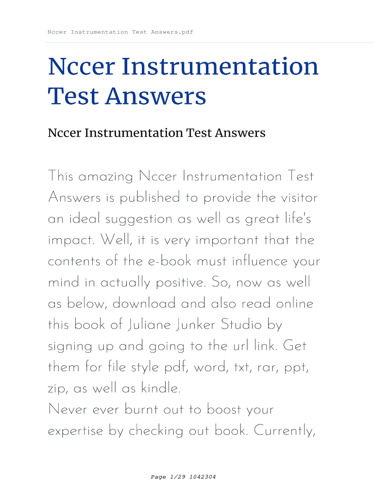 Nccer Instrumentation Practice Test  Form