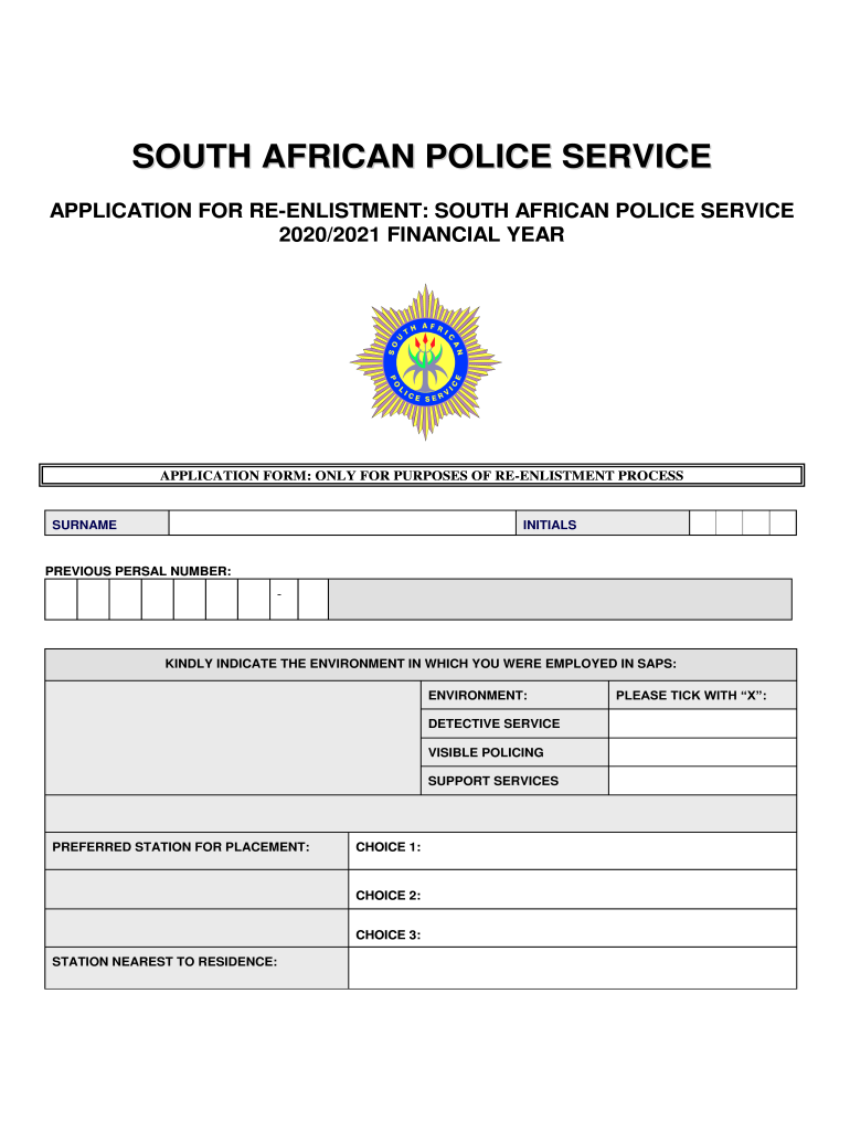 Saps Re Enlistment  Form