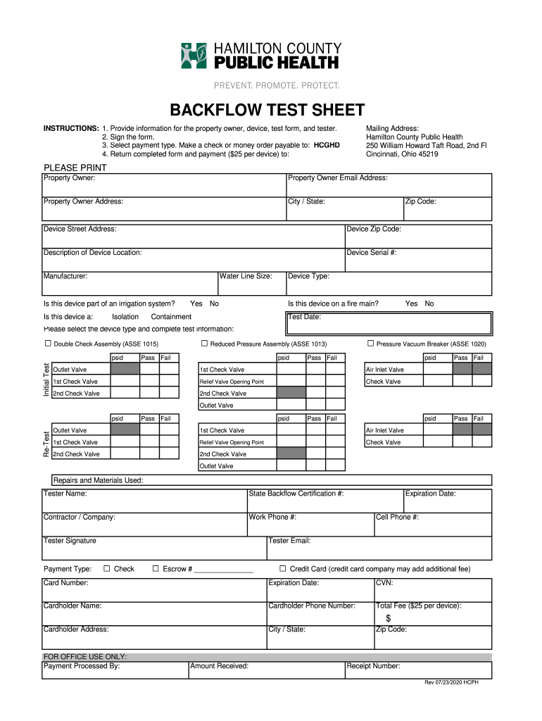 1 Backflow Preventer Inspection and Field Test Report  Form