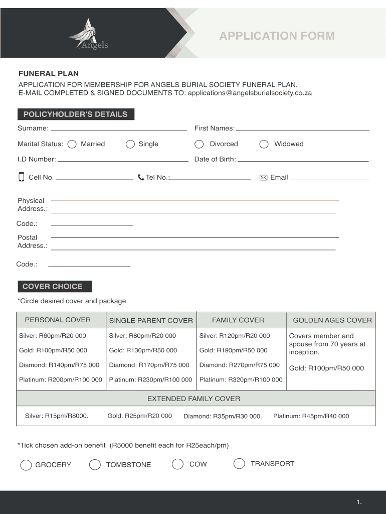 Angels Burial Society Application Form