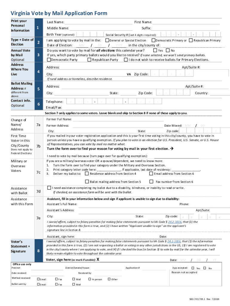 Virginia Vote Mail Form