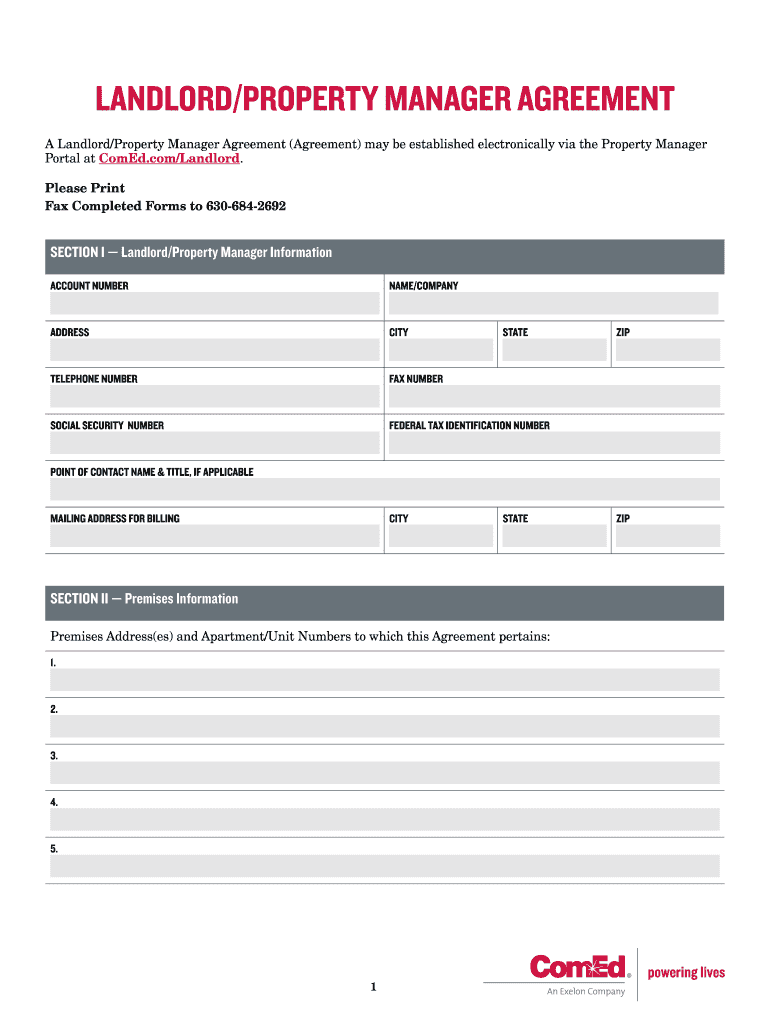 Landlord Property Manager Cancellation Form ComEd
