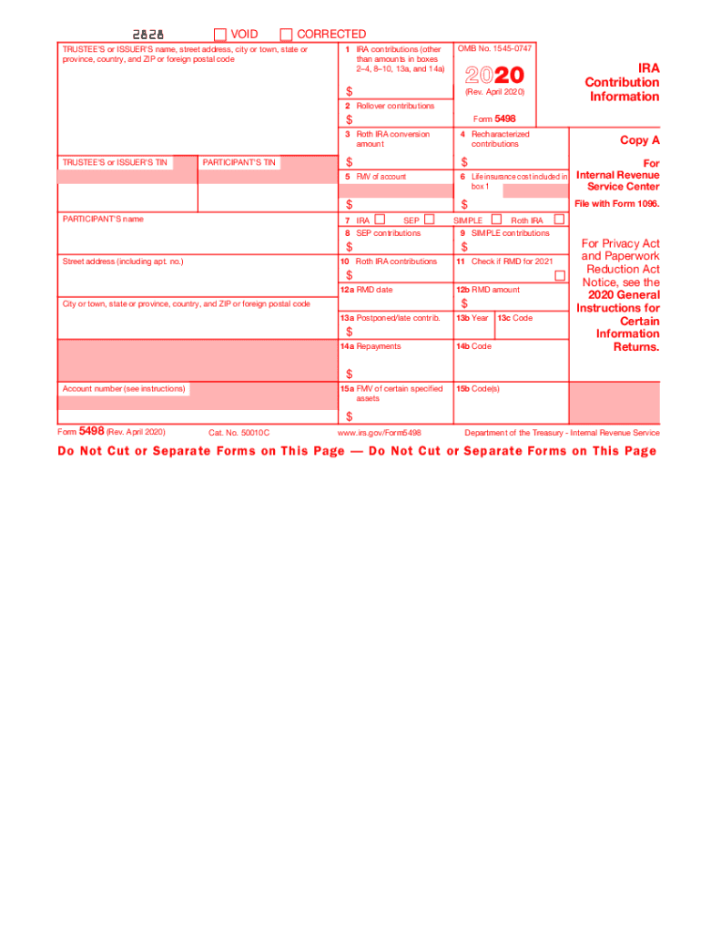  Form 5498 Internal Revenue Service 2020