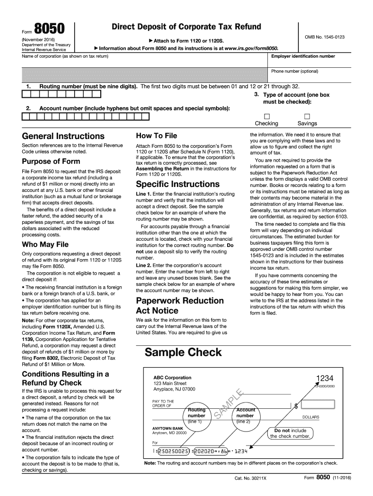  Form 8050 Rev November Internal Revenue Service 2016-2024