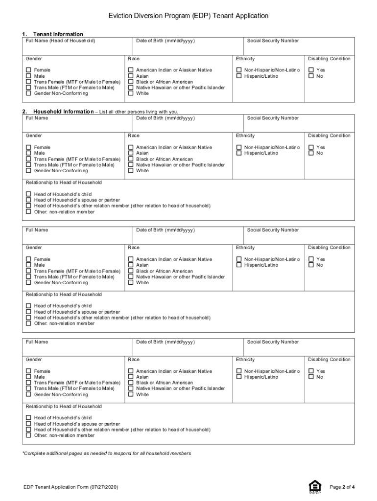 Eviction Diversion Program Online Application  Form