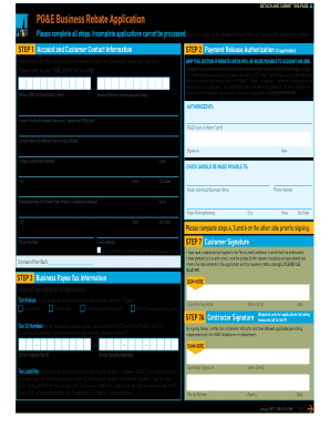 PG&amp;amp;E Business Rebate Application Rebate Application  Form