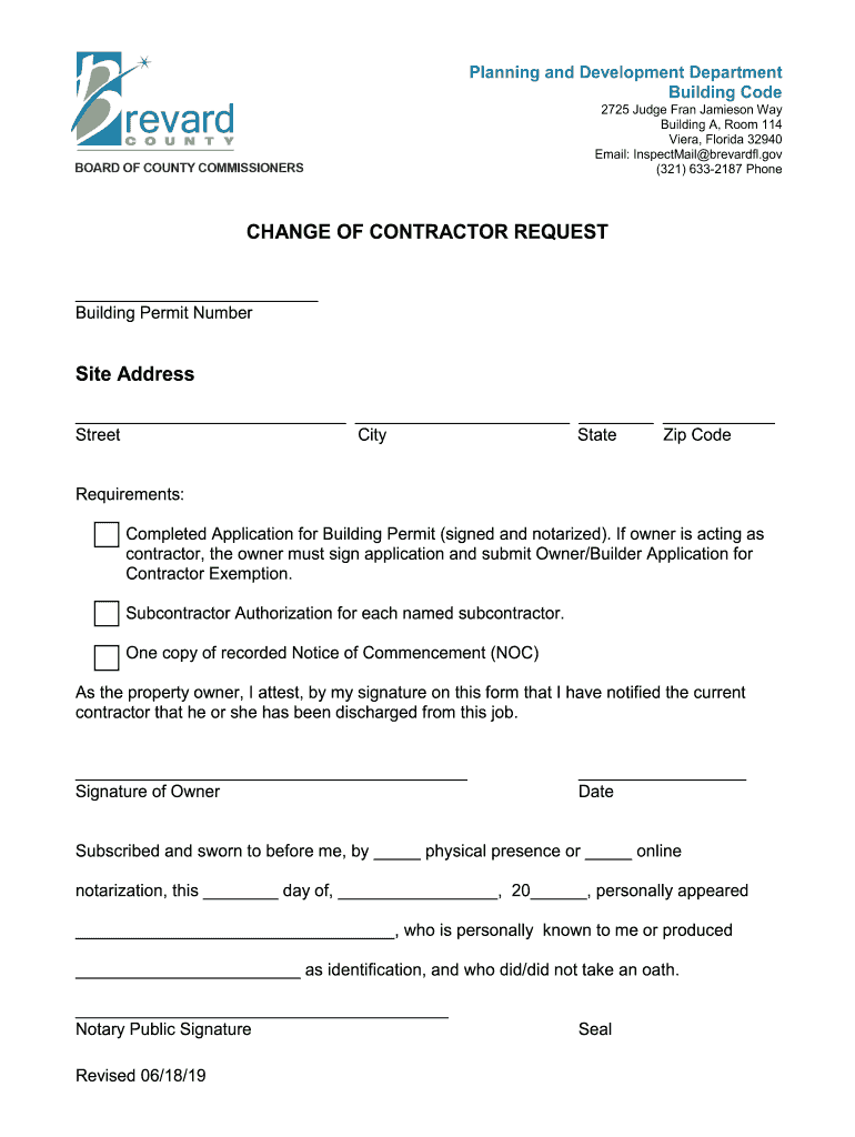 State Certified Contractor Repository Form Brevard