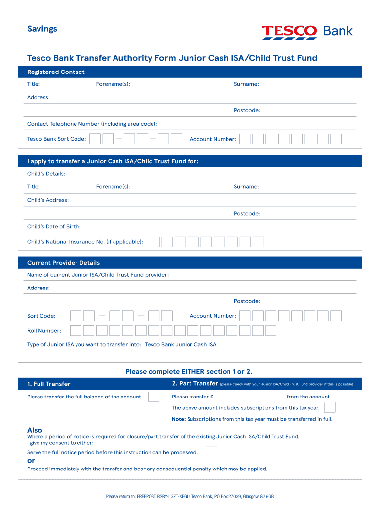 Tesco Isa Transfer Form