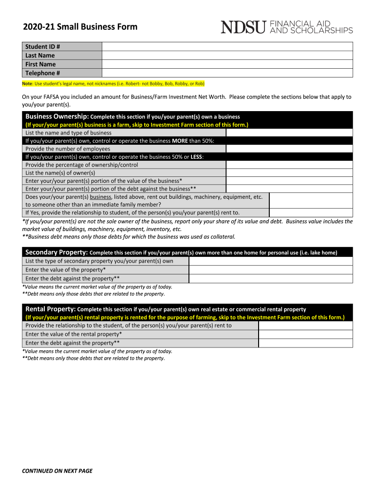  21 Small Business Form 2019-2024