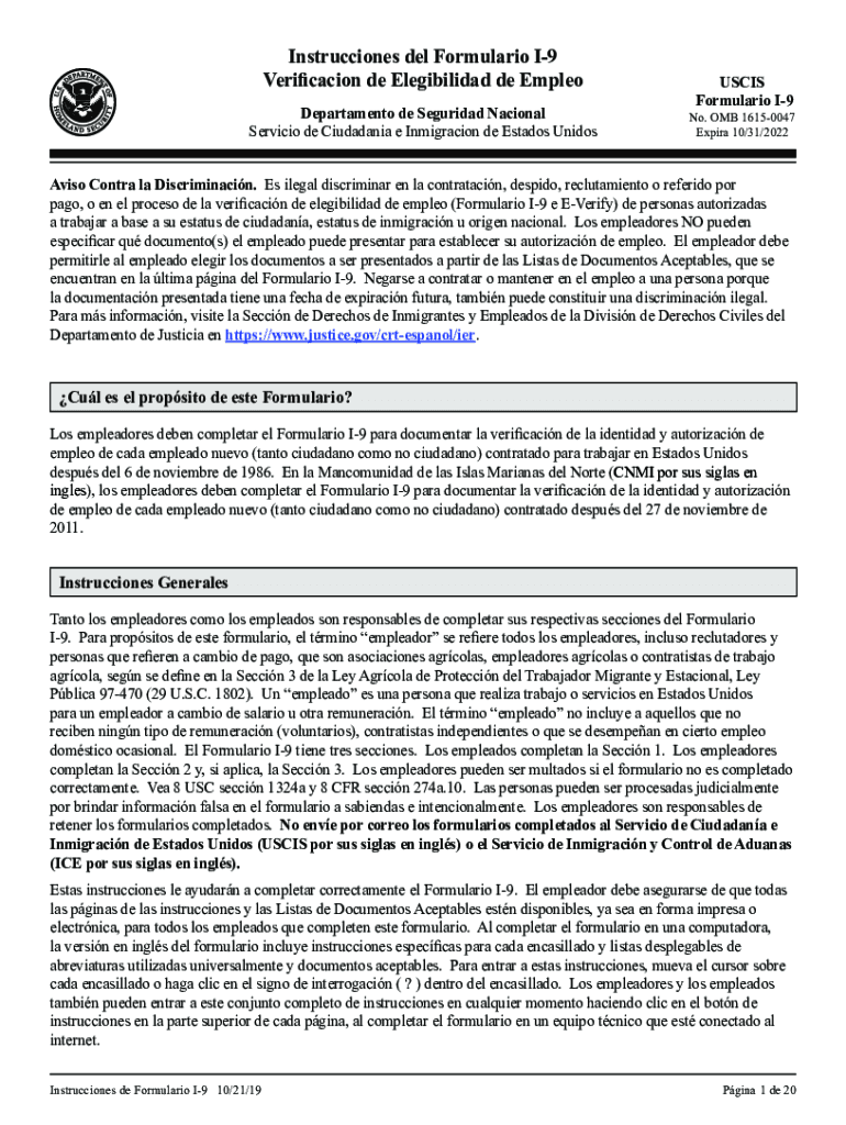 Instrucciones I 9  Form