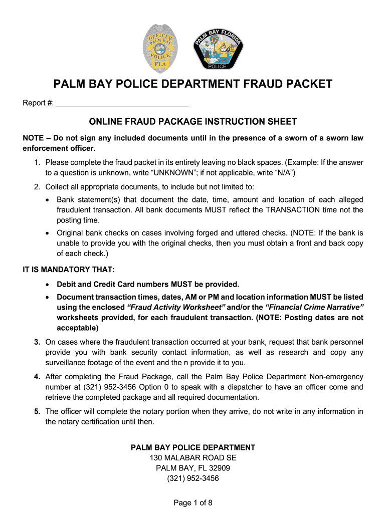 Fraud Packet Online  Form