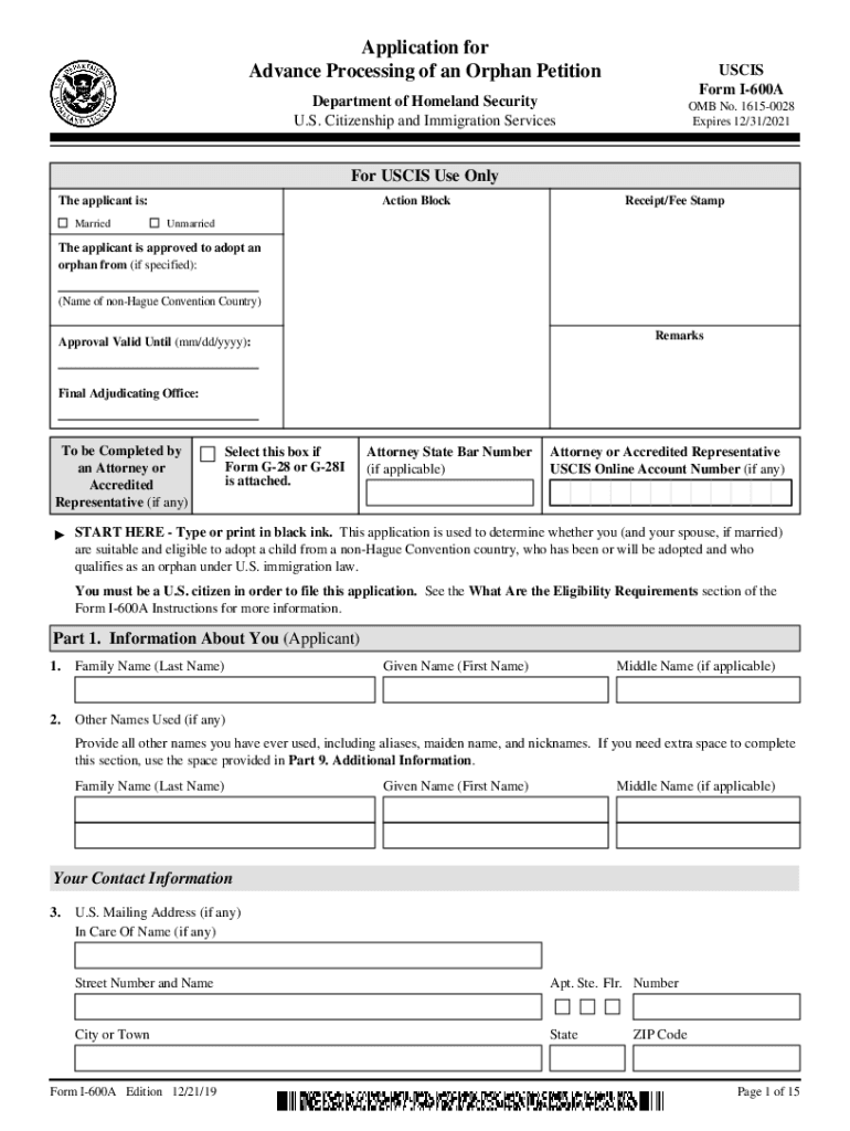 Uscis I600a  Form