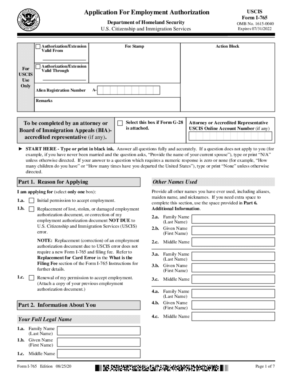  Employment Authorization ExtensionsUSCIS 2020