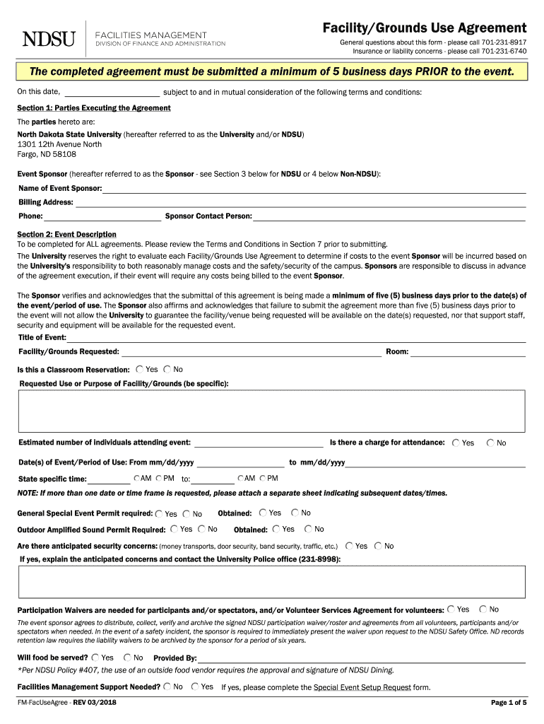  Facility Use Agreement Contract 2018-2024