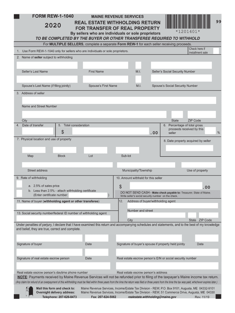  Maine Revenue Services Forms Real Estate Withholding 2020