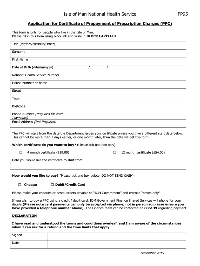 Get and Sign Isle of Man National Health Service 2019-2022 Form