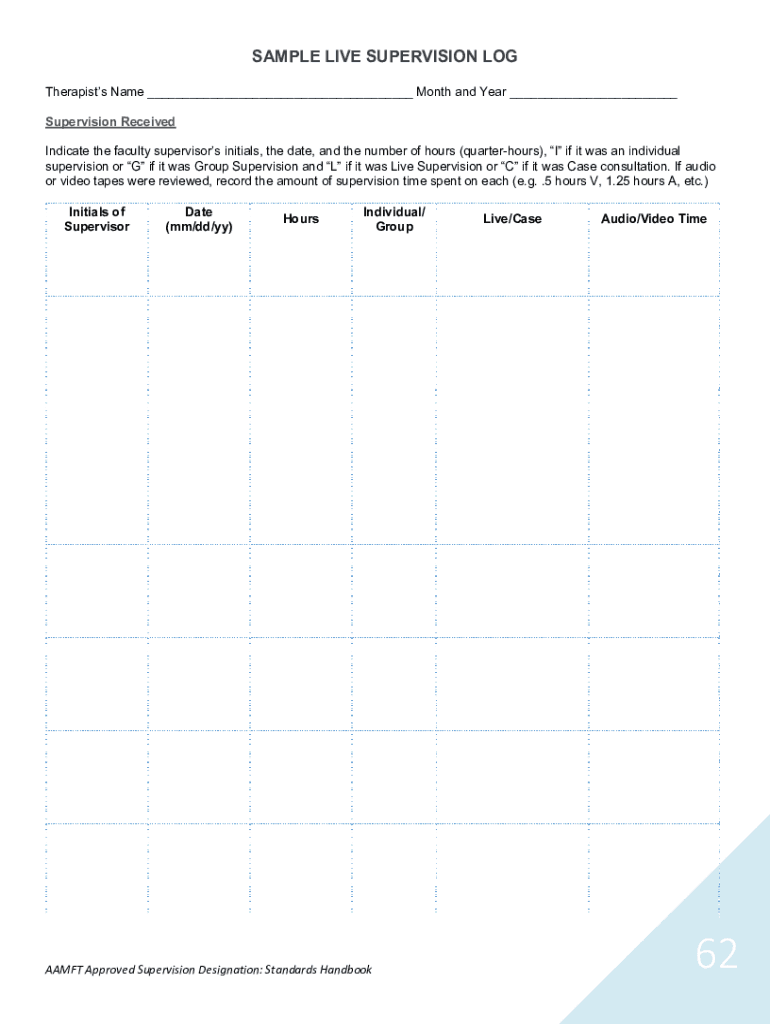 Sample Supervision Log  Form