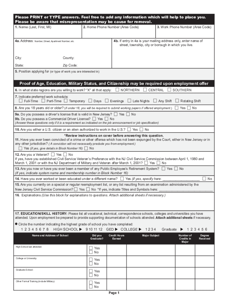  New Jersey Application Form 2018-2024