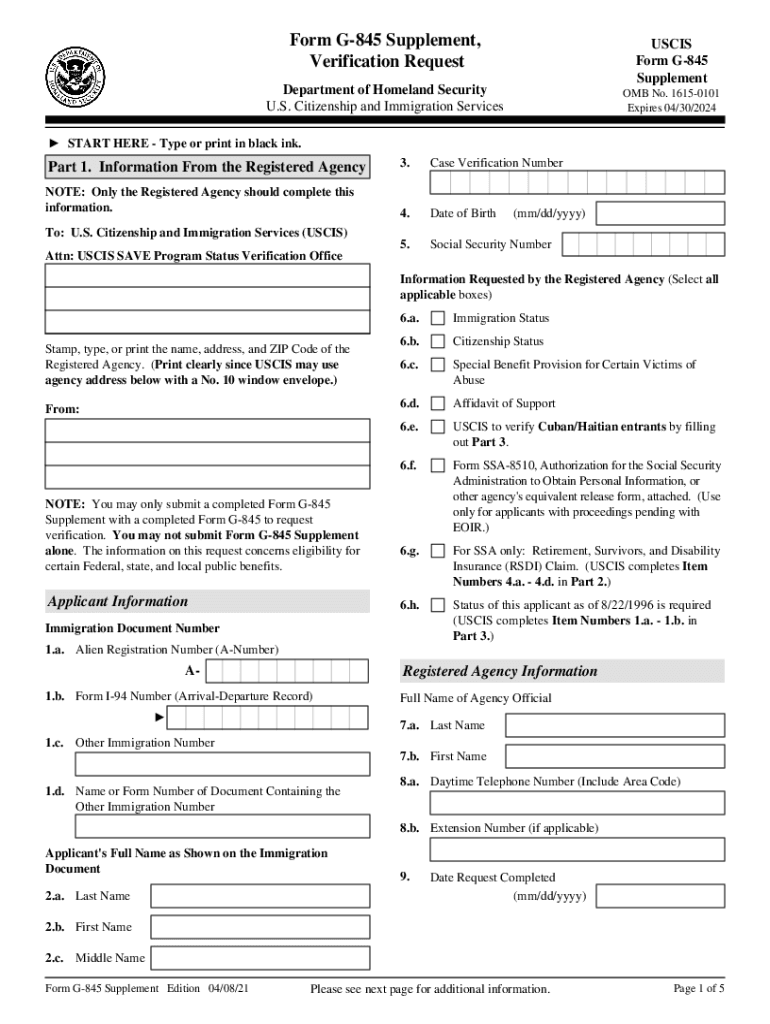 G 845 Supplement  Form