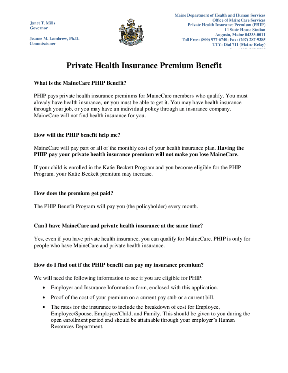  Private Health Insurance Premium PHIP 2020-2024