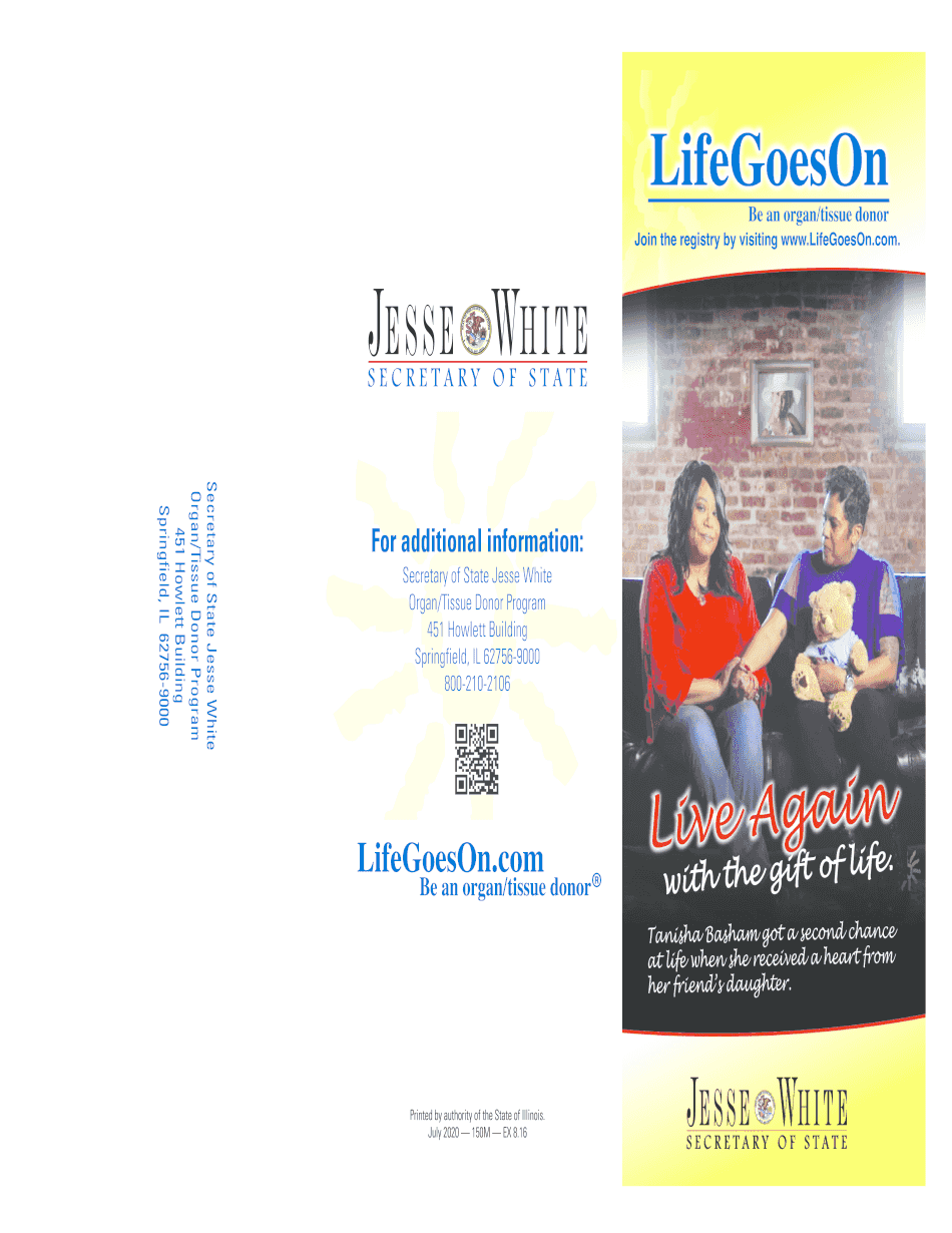 Illinois Library OrganTissue Donor Drive LifeGoesOn Com  Form