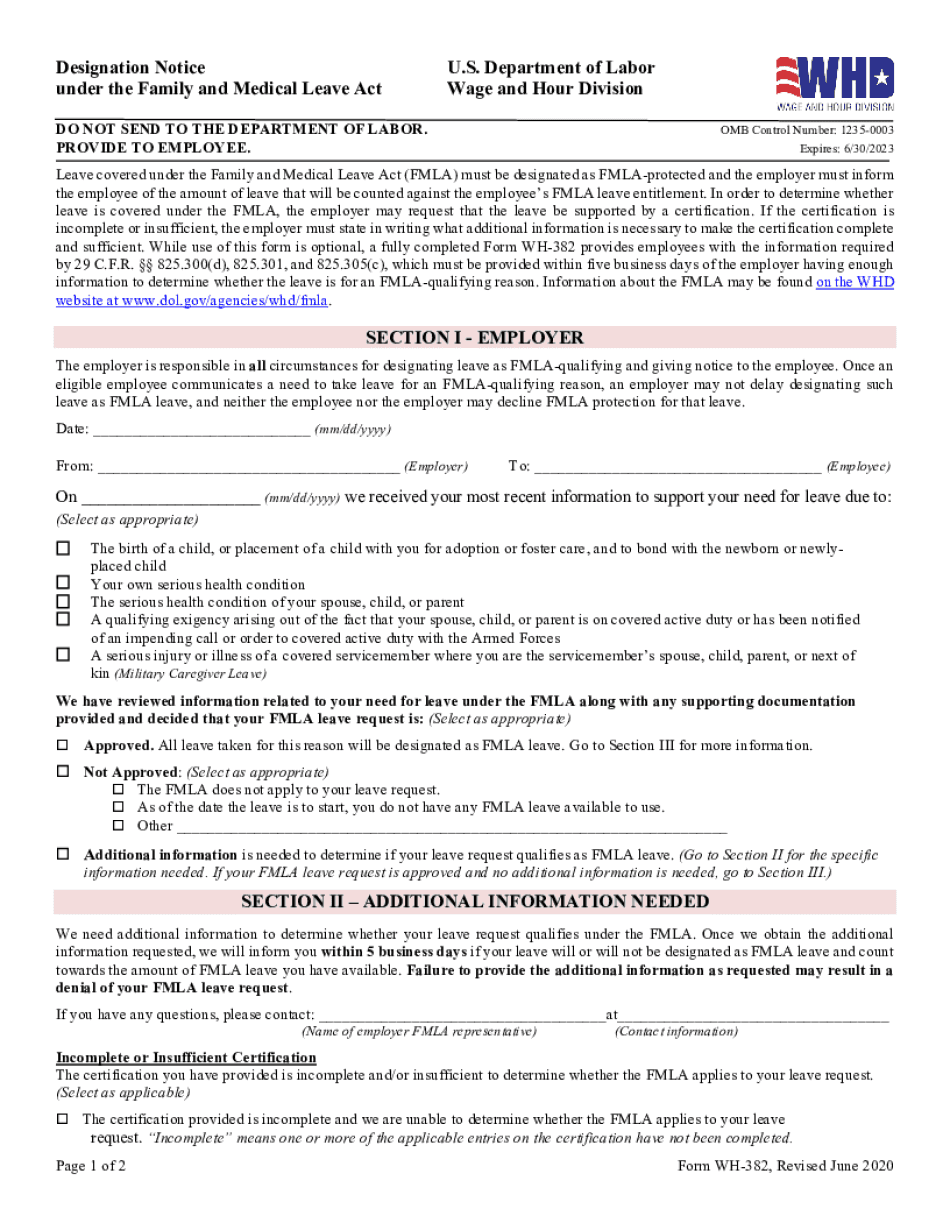 Department of Labor Family Medical Leave Form About DOL