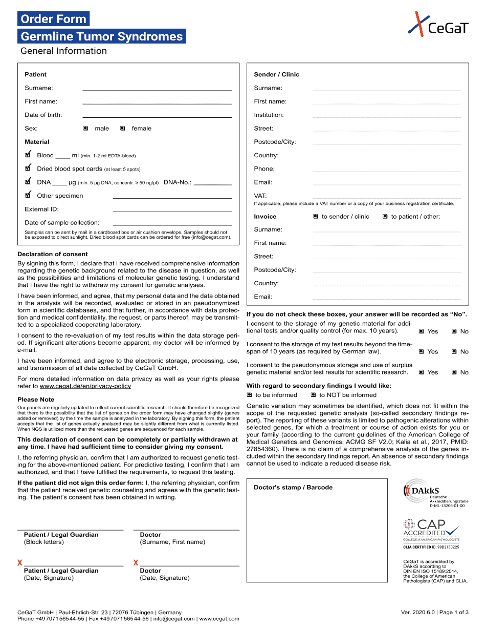 Sender Clinic  Form