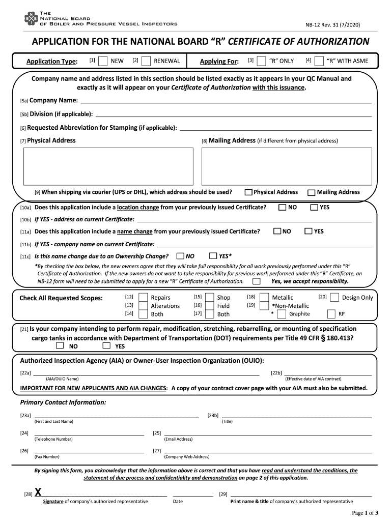 NB 12 Rev 31 R Application  Form