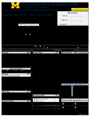  ULAM in Vivo Animal Core Necropsy, Histology, & Pathology Request Form 2020-2024