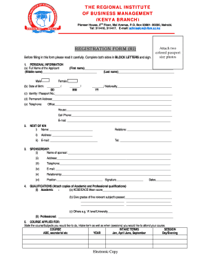 Regional College of Management  Form