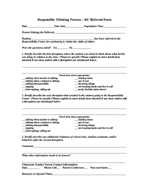 Responsible Thinking Process Forms