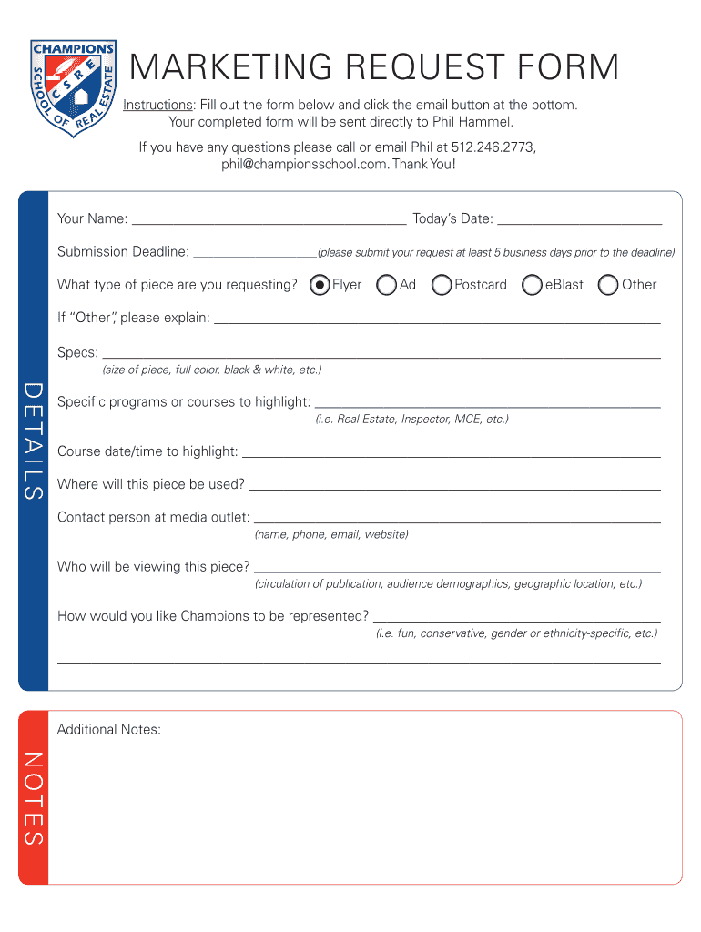 MARKETING REQUEST FORM  Fill Any PDF Form