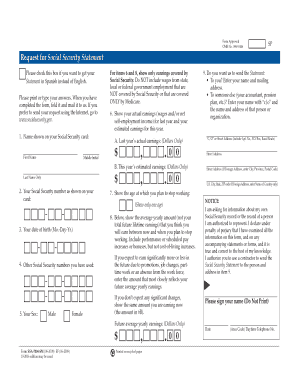 Request for Social Security Statement Use This Form to Request a Social Security Statement